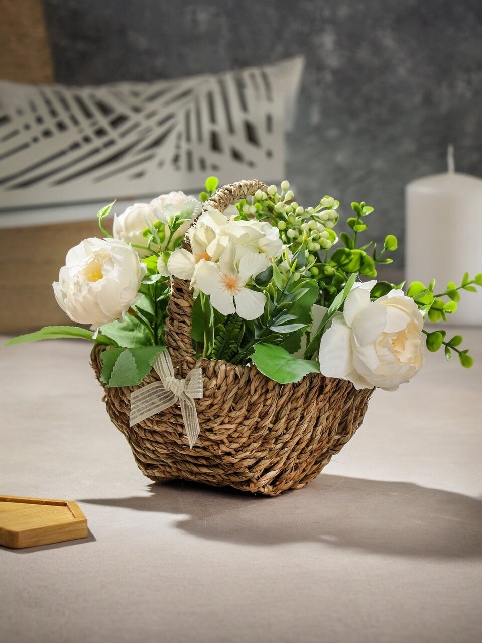 Цветок искусственный в корзинке, 15х12х15 см, Y4-6923