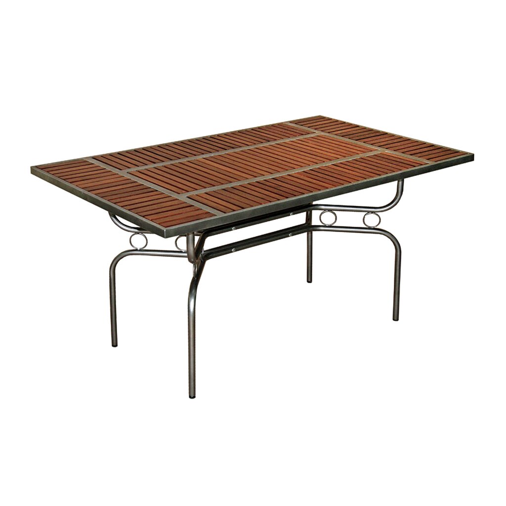 Стол металл, Бетта, 150х80х78 см, прямоугольный, столешница массив дерева, коричневый, 002