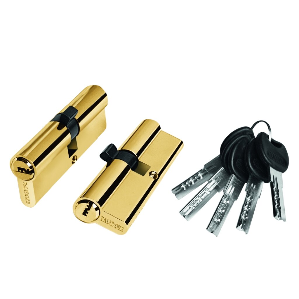 Личинка замка двери Palidore, 80PB, 98760927, 80 мм, ключ-ключ, золото