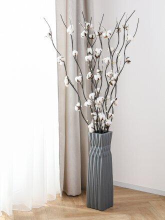 Ваза для сухоцветов керамика, напольная, 60 см, Геометрия, Y3-1305, серая