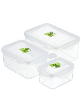 Контейнер пищевой пластик, 1.8 , 0.85, 0.35 л, 3 шт, прямоугольный, PET0551