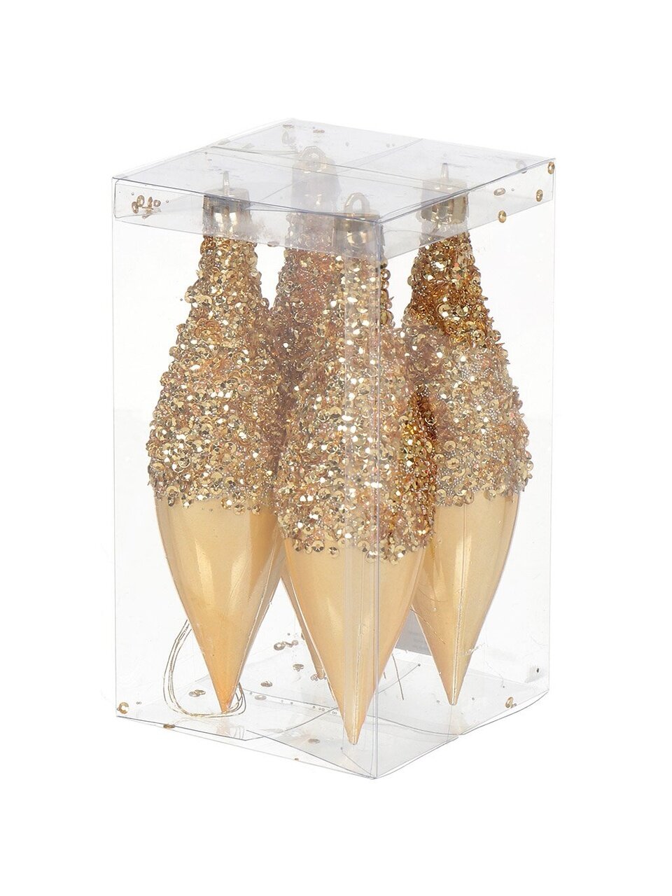 Елочный шар Фигурный, 4 шт, золото, 14.5х3.9 см, пластик, SYQB-012028G