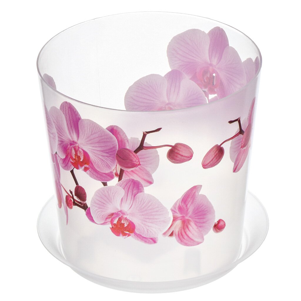Горшок для цветов пластик, 1.2 л, 12.5 см, для орхидей, с подставкой, Idea, Деко, М3105