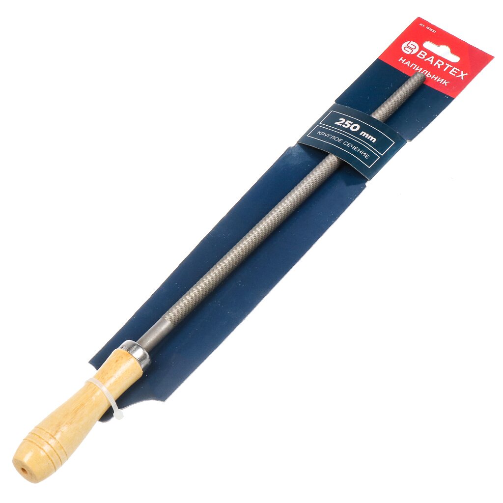 Напильник круглый, 250 мм, №2, деревянная ручка, Bartex, 12010