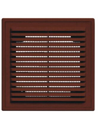 Решетка вентиляционная пластик, разъемная, 210х210 мм, с сеткой, коричневая, Viento, 2121ВР