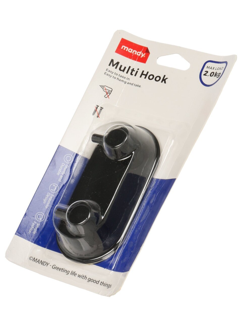 Крючок 2 крючка, держатель, матовое покрытие, 3 см, Y4-9919, черный