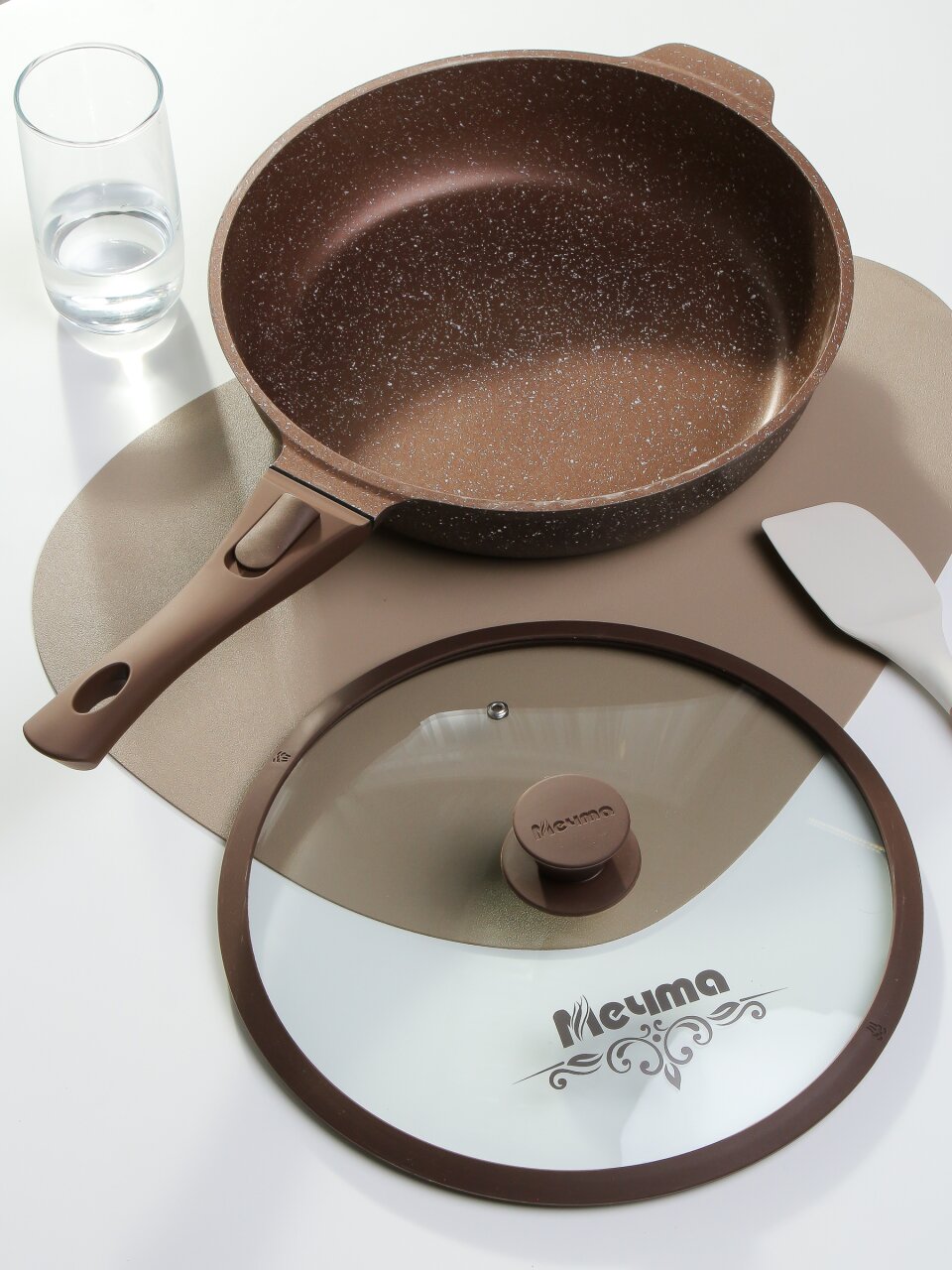 Сковорода литой алюминий, 28 см, антипригарное покрытие, Мечта, Венеция, с крышкой, съемная ручка, индукция, С028806ИВ