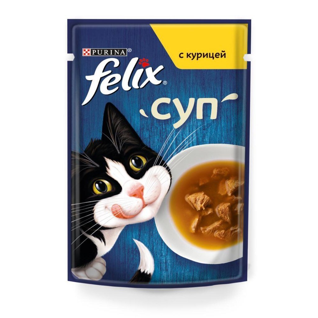 Корм для животных Феликс, 48 г, для взрослых кошек, суп, курица, пауч