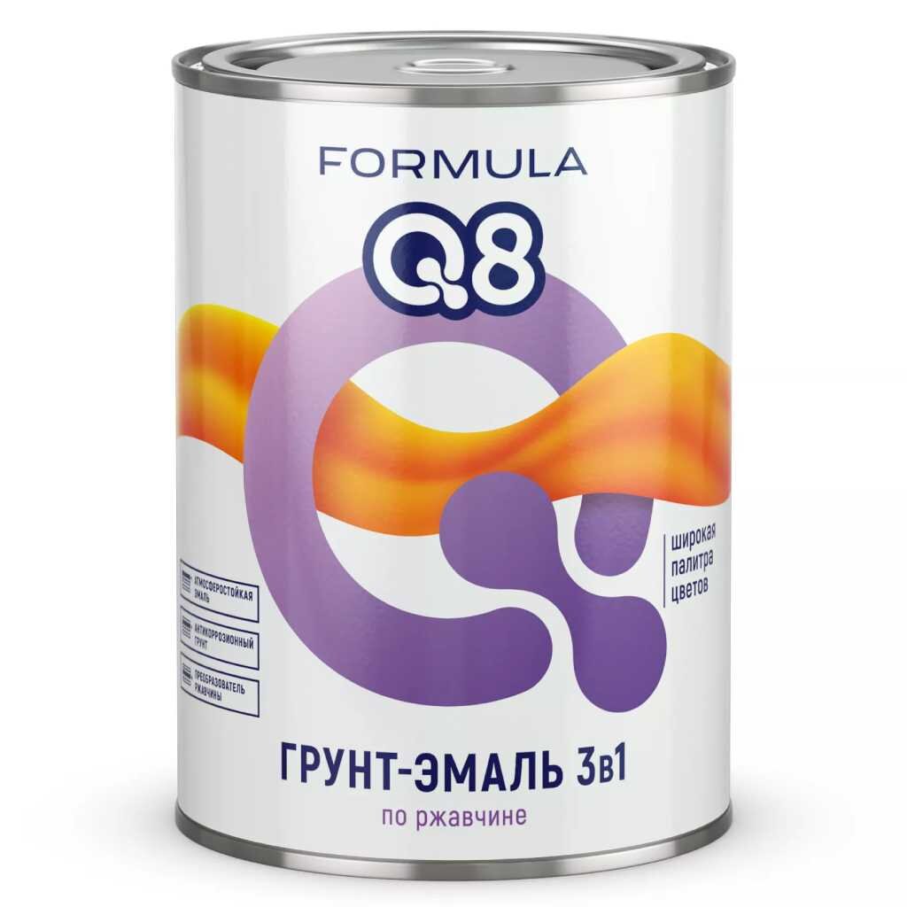 Грунт-эмаль Formula Q8, по ржавчине, алкидная, оранжевая, 0.9 кг грунт эмаль formula q8 по ржавчине алкидная оранжевая 1 9 кг