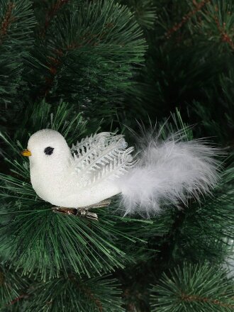 Набор елочных украшений Птицы, 4 шт, белый, пластик, Y4-8466