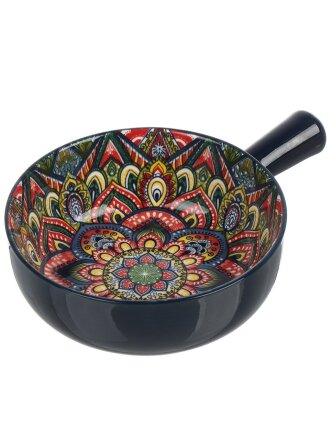 Кокотница фарфор, 16х21.5х5.8 см, круглая, синяя, Nouvelle Home, Arabesque, 860088