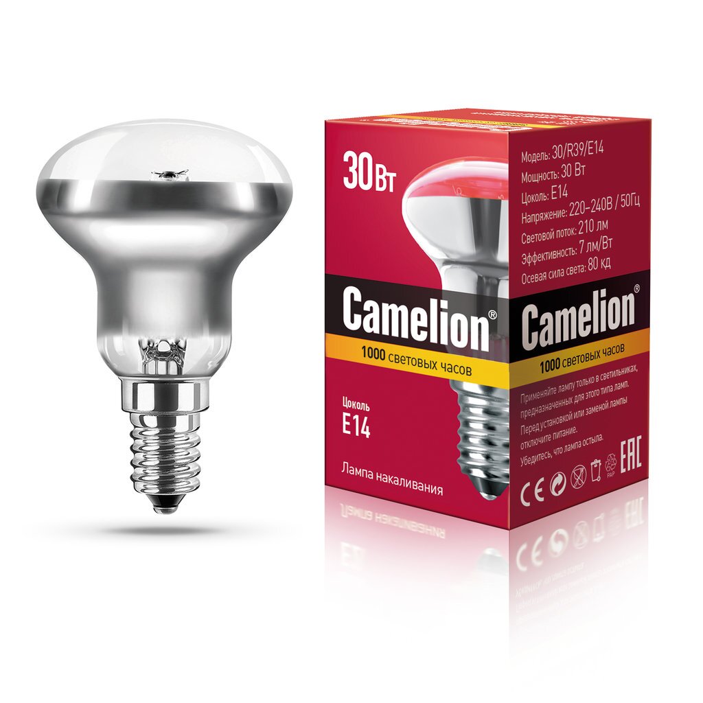 Лампа накаливания зеркальная MIC Camelion 30/R39/E14
