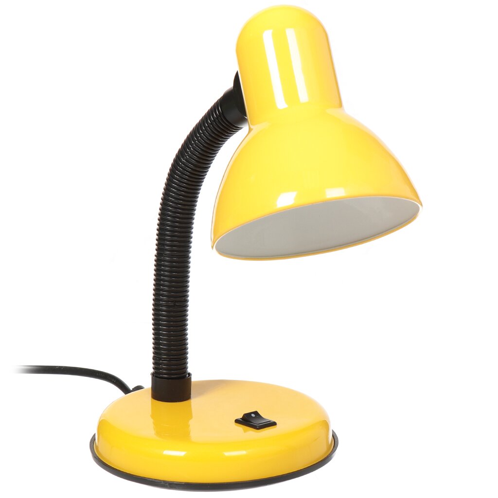 Светильник настольный на подставке, E27, 60 Вт, черный, абажур желтый, Ultraflash, UF-301Р С07, 12899