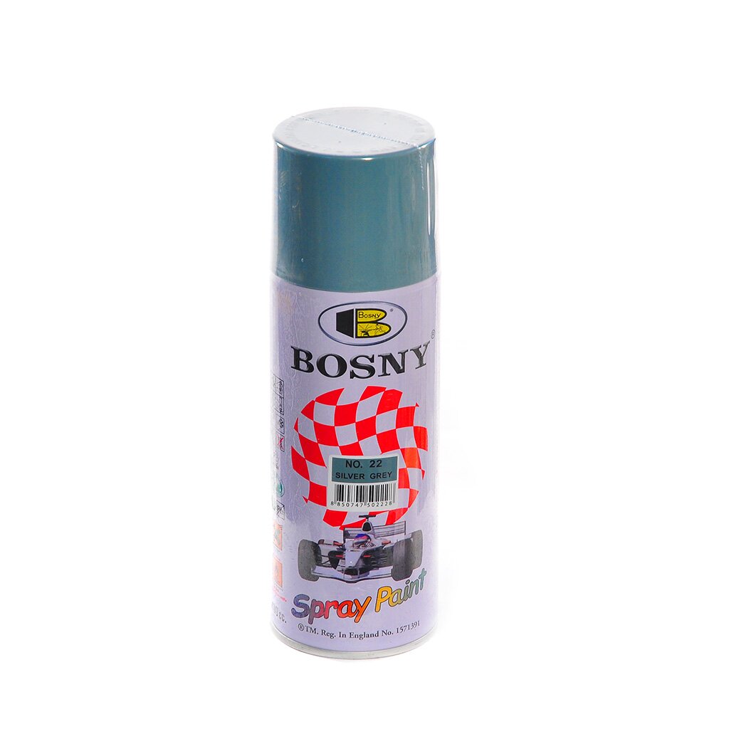 Краска аэрозольная, Bosny, №22, акрилово-эпоксидная, универсальная, глянцевая, серебристо-серая, 0.4 кг акриловая аэрозольная краска bosny