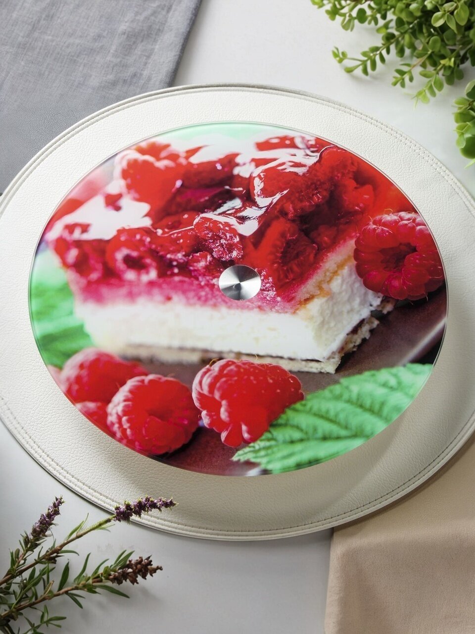 Блюдо стекло, сервировочное, круглое, 28 см, вращающееся, Торт, 105-1335