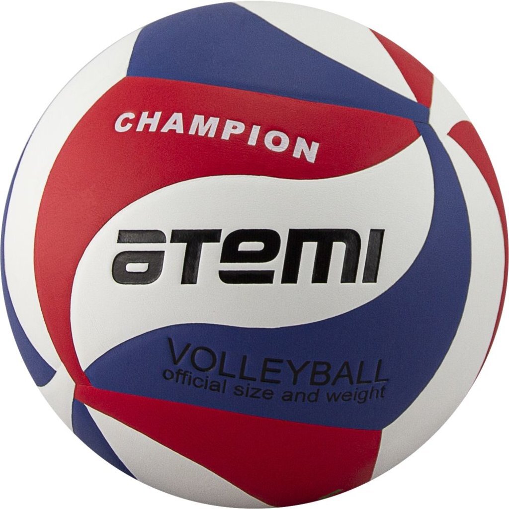 Мяч волейбольный Atemi CHAMPION синт.кожа PU Soft,син/бел/красн,18 п, клеен,окруж 65-67, 00-00002256