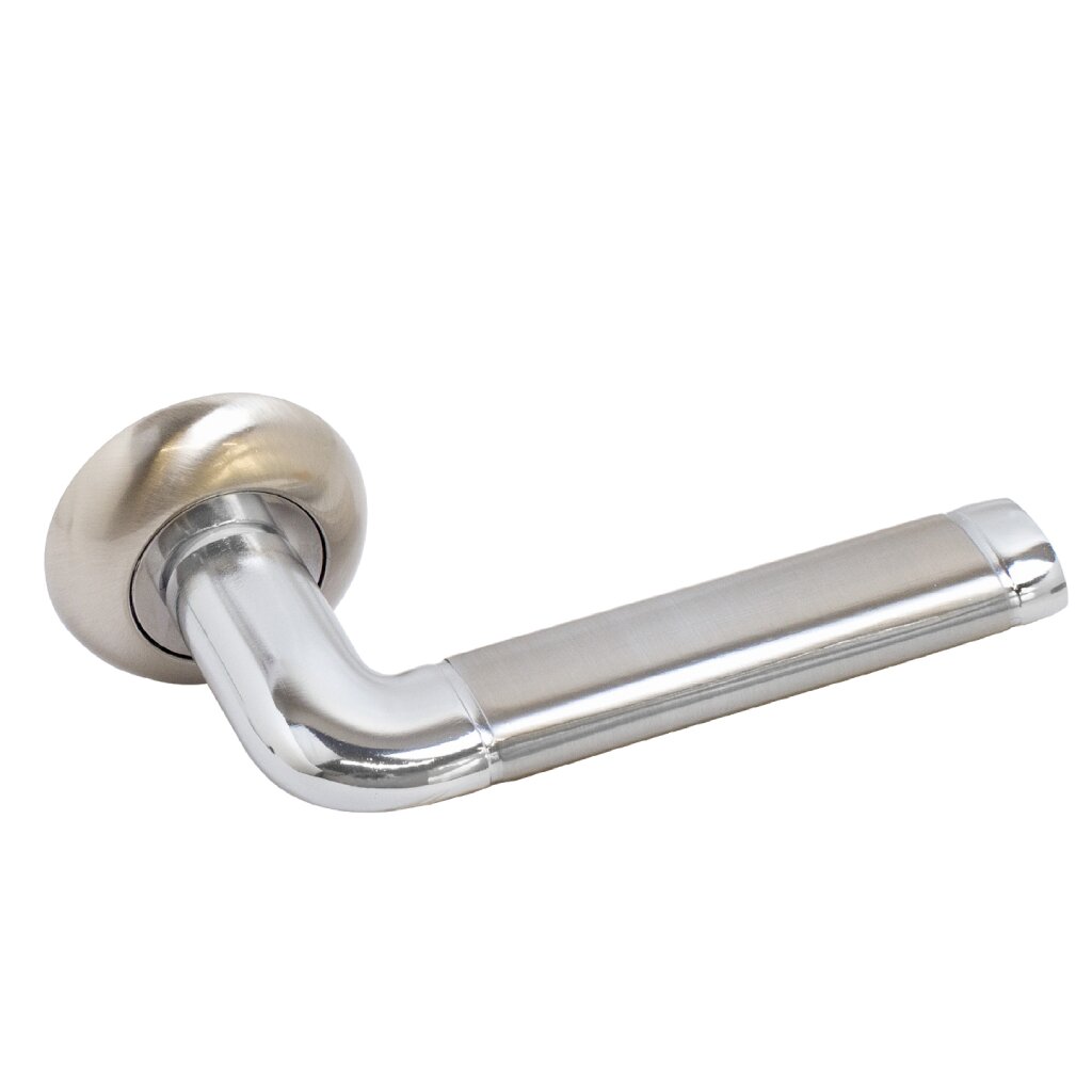 Ручка дверная Стандарт, 28SN/CP, 00013774, матовый никель, хром, алюминиевый сплав