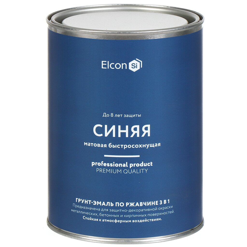 Грунт-эмаль Elcon 3в1 матовая по ржавчине смоляная синяя RAL 5005 08 кг 679₽