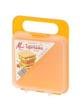Контейнер пищевой пластик, 18х14х4 см, прямоугольный, ланч-бокс, Тартинка, Милих, 06345