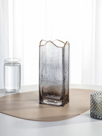 Ваза стекло, настольная, Мозаика, Y4-11058, 10х25 см, серая