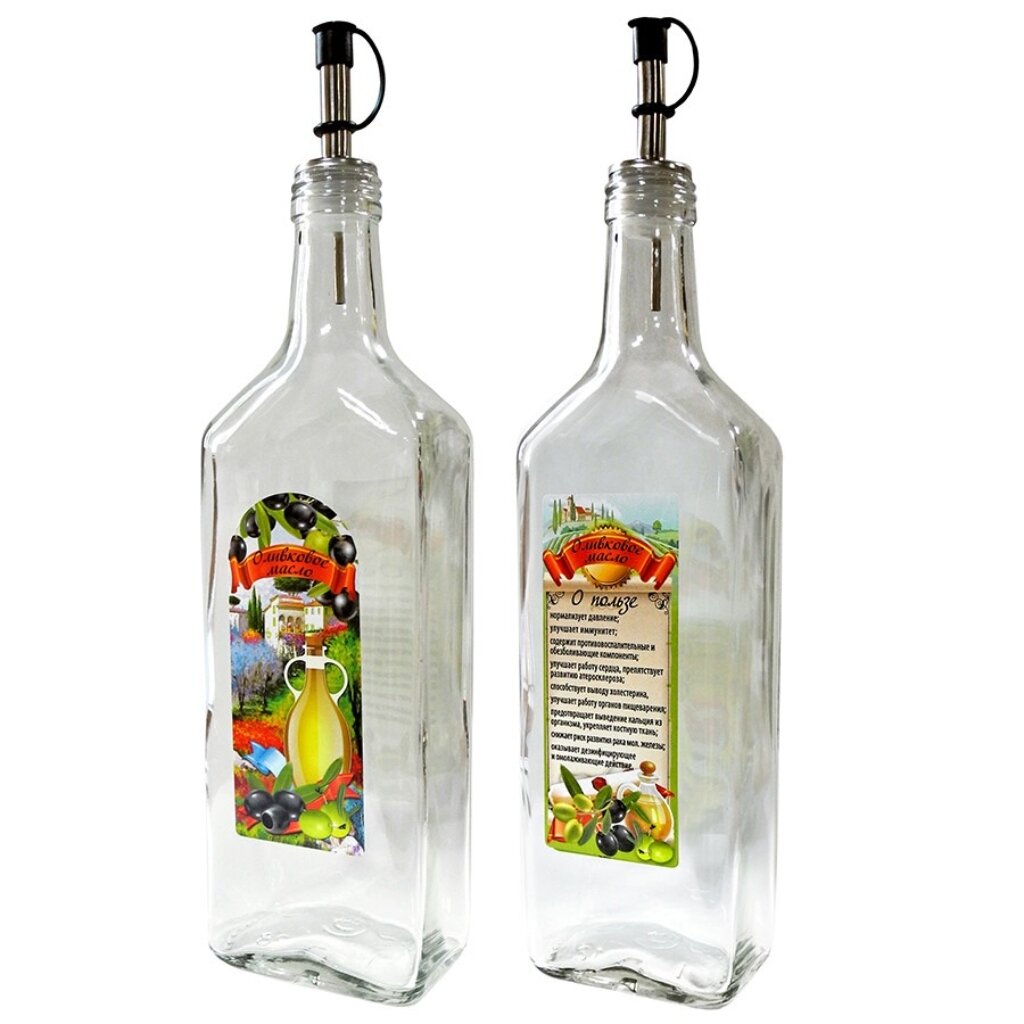 Бутылка для масла, стекло, 500 мл, с дозатором, в ассортименте, 626-405/626-407