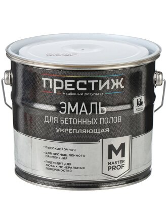 Эмаль Престиж, Мастер, для бетонных полов, акриловая, полуматовая, серая, 4 кг
