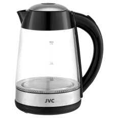 Чайник электрический JVC, JK-KE1705, черный, 1.7 л, 2200 Вт, скрытый нагревательный элемент, стекло