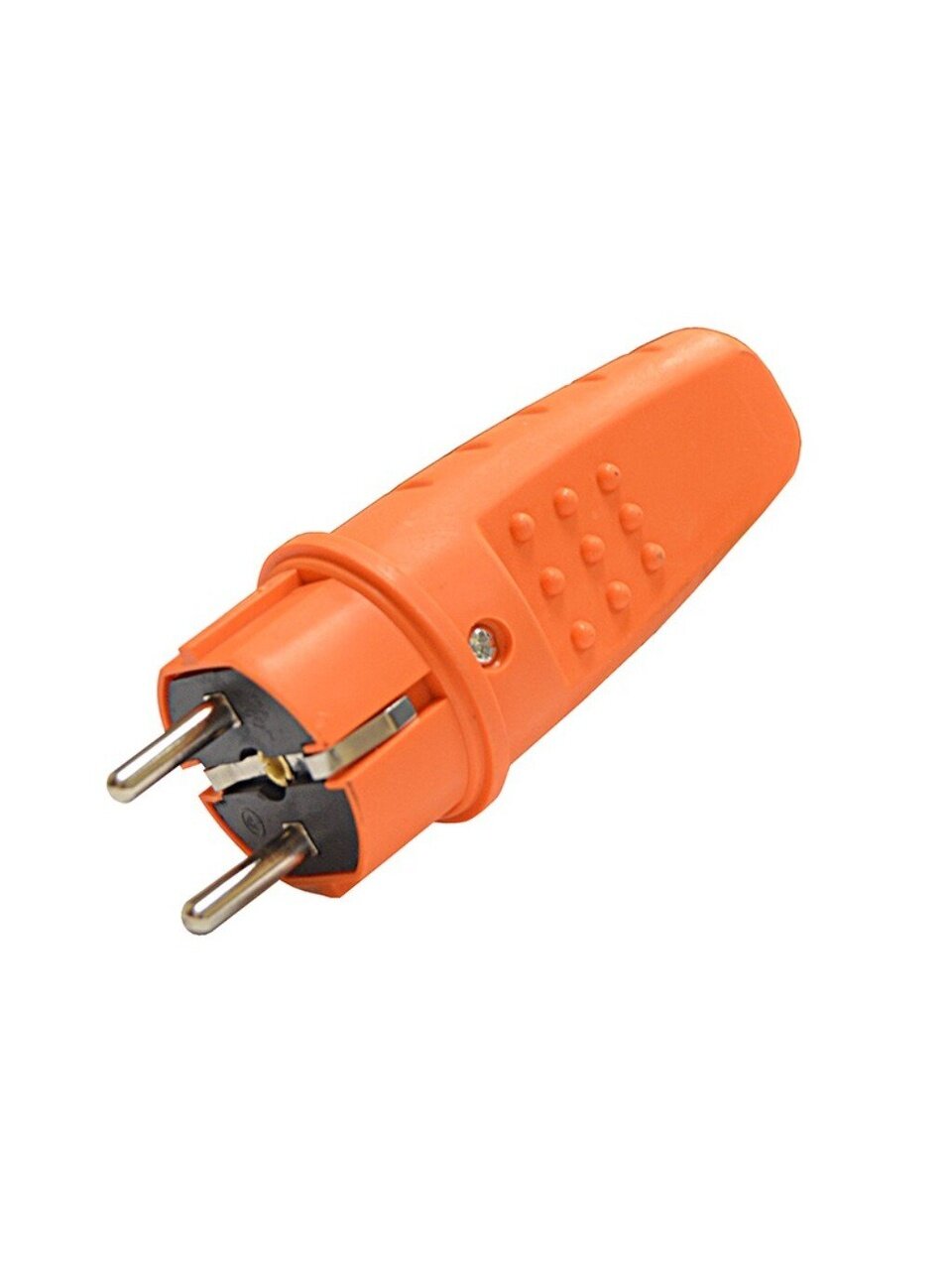 Вилка прямая, с заземлением, 16 А, IP44, 250 В, однофазная, каучук, оранжевая, UNIVersal, 3031