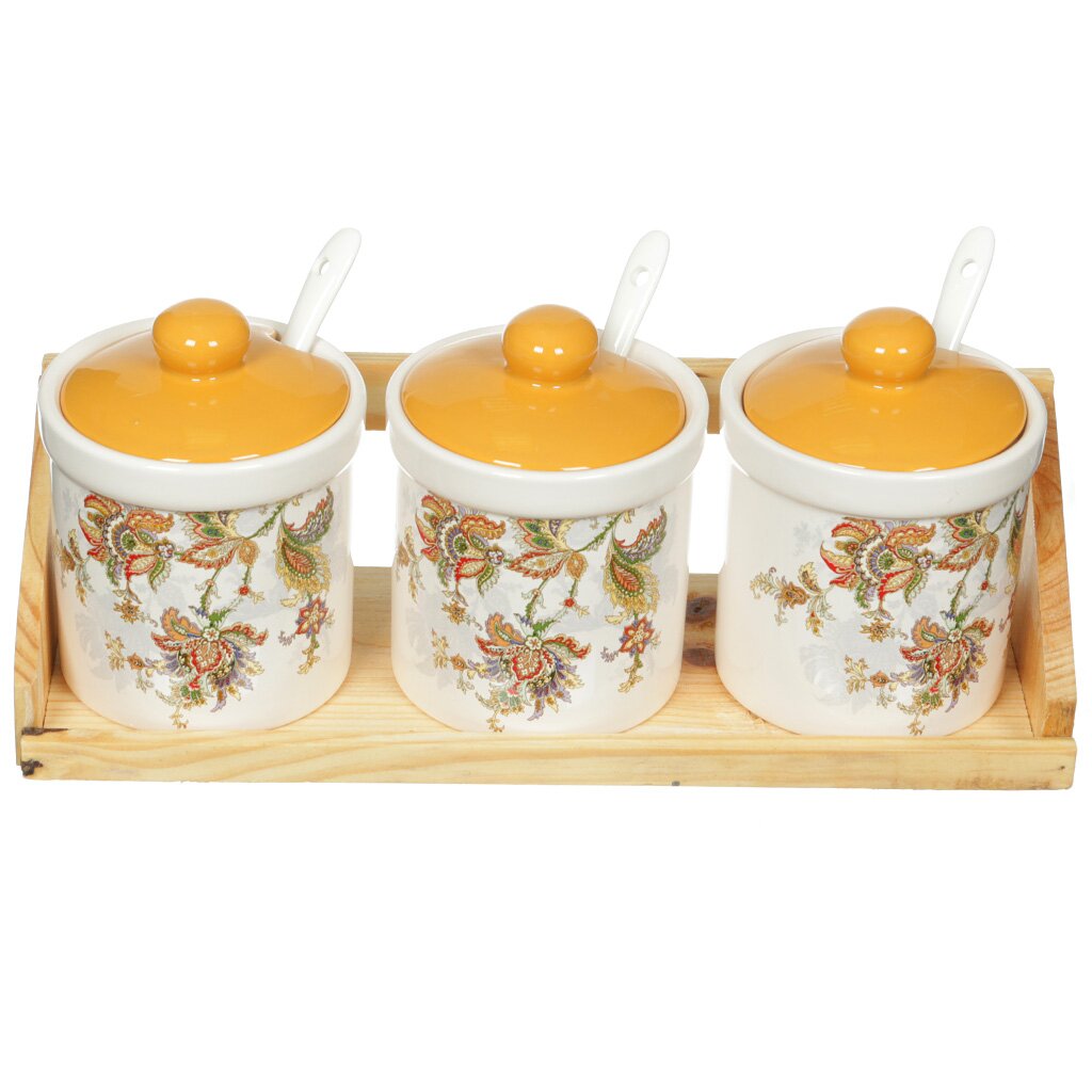 Ф Банка д/сыпучих продуктов 250мл 3шт Марокканский цветок HC5602H-F60