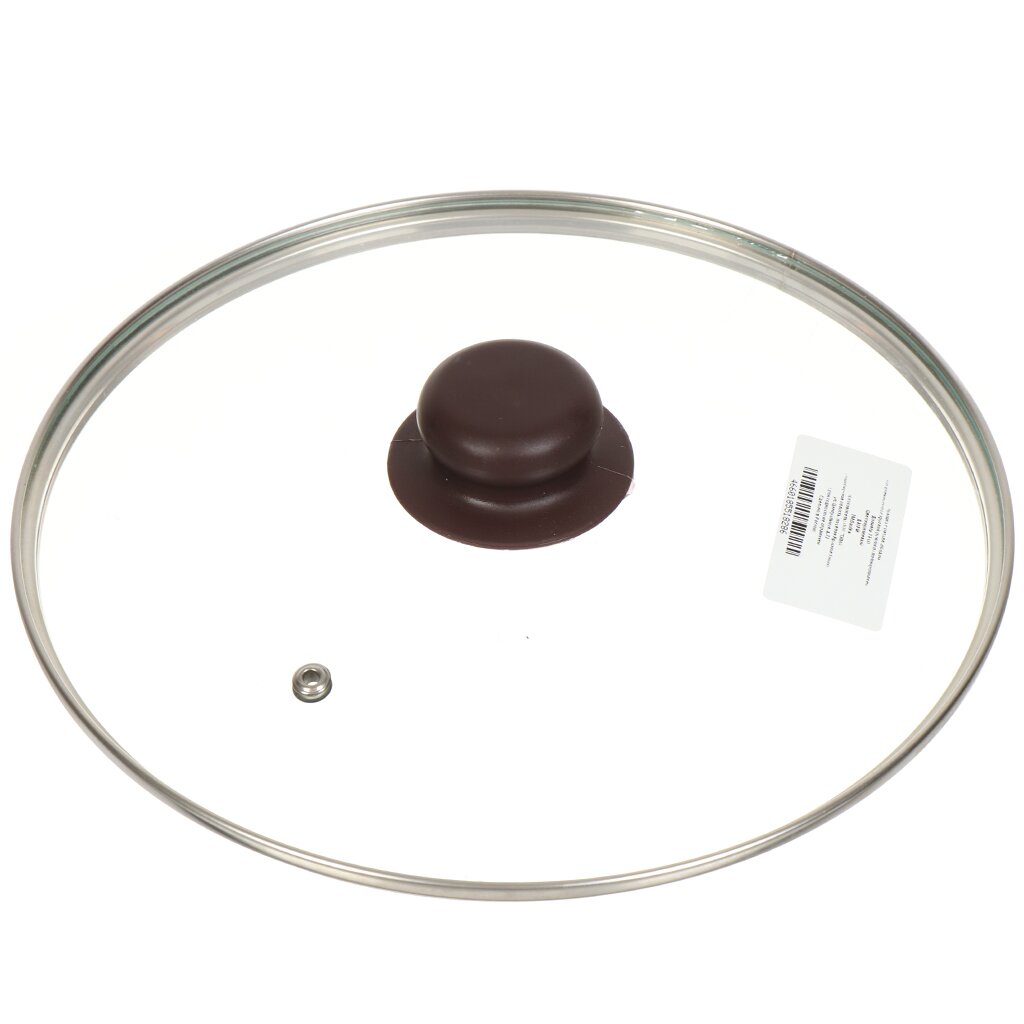 Крышка для посуды стекло, 24 см, Daniks, Коричневый, металлический обод, кнопка бакелит, Д4124K колесо для двухколесной тачки variant 12410 3 25 3 00 8 к99 2с камерное с подшипником 20 мм обод металл