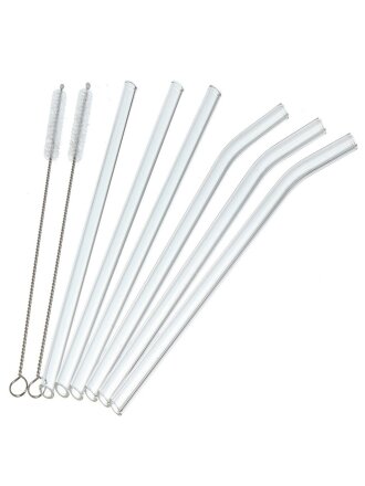 Трубочка для коктейля 2 ершика, стекло, 0,8х20 см, 6 шт, прозрачная, Y4-7298