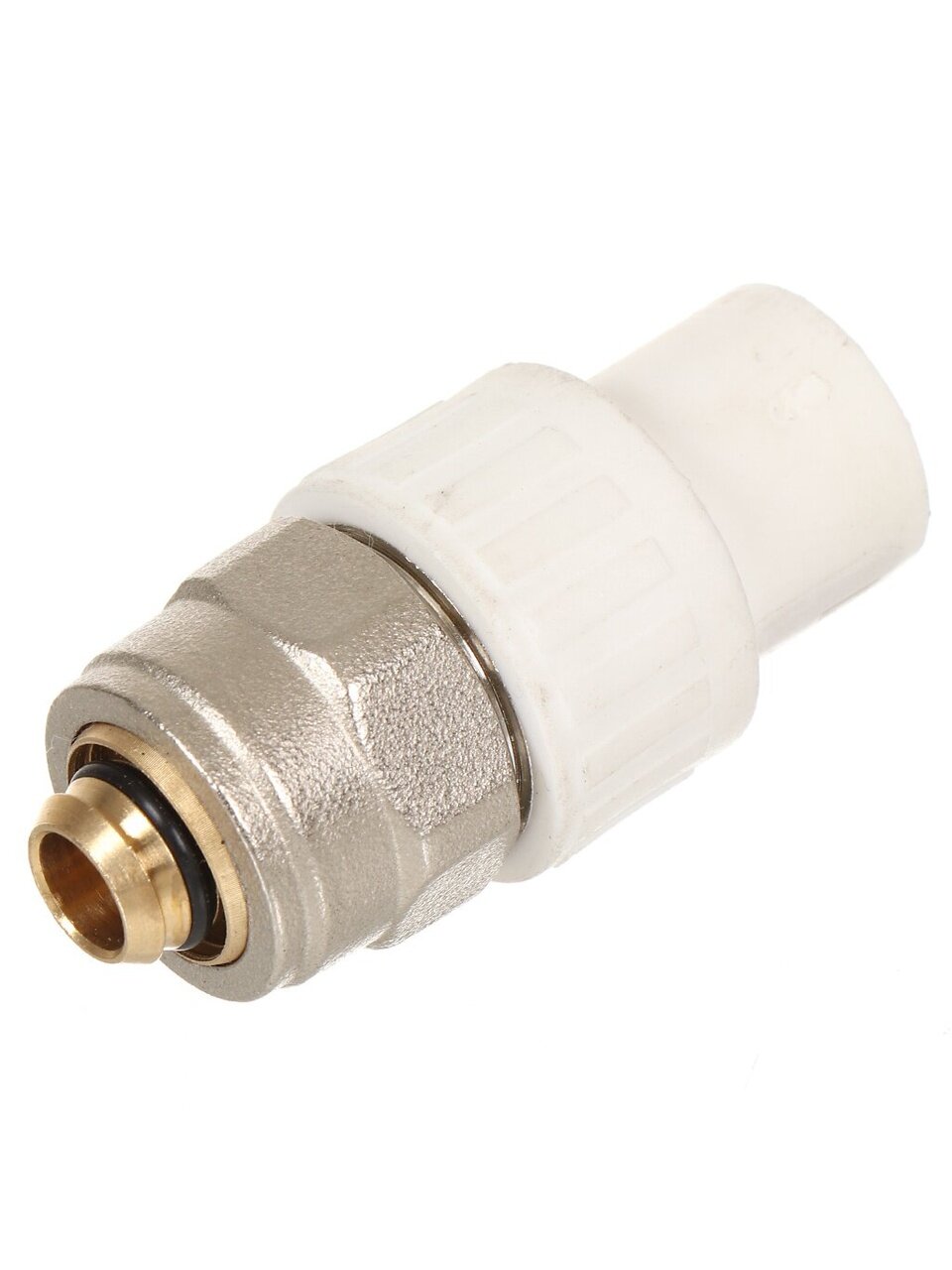 Муфта комбинированная полипропилен, d20 мм, СПЭ d16*2,0 под трубу, белая, РосТурПласт