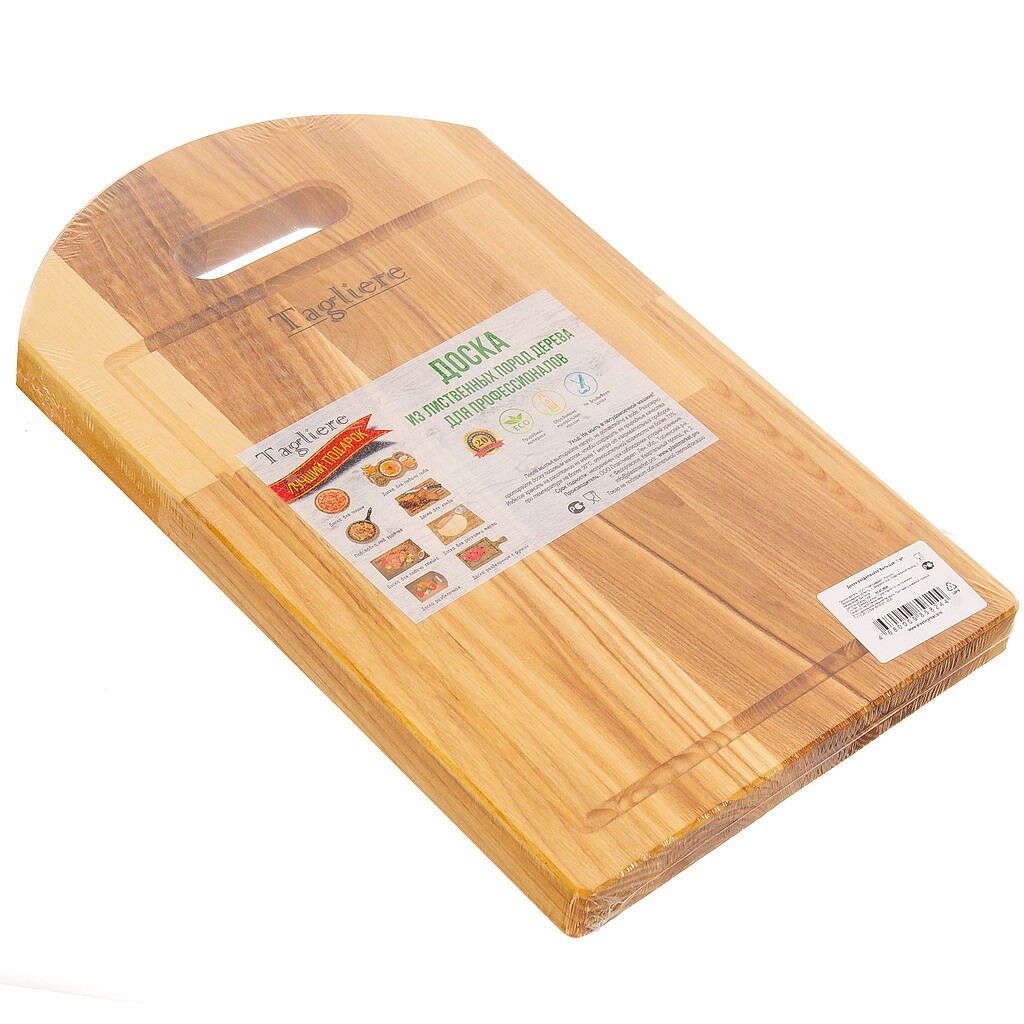 Доска разделочная дерево, 39х24 см, с ручкой, прямоугольная