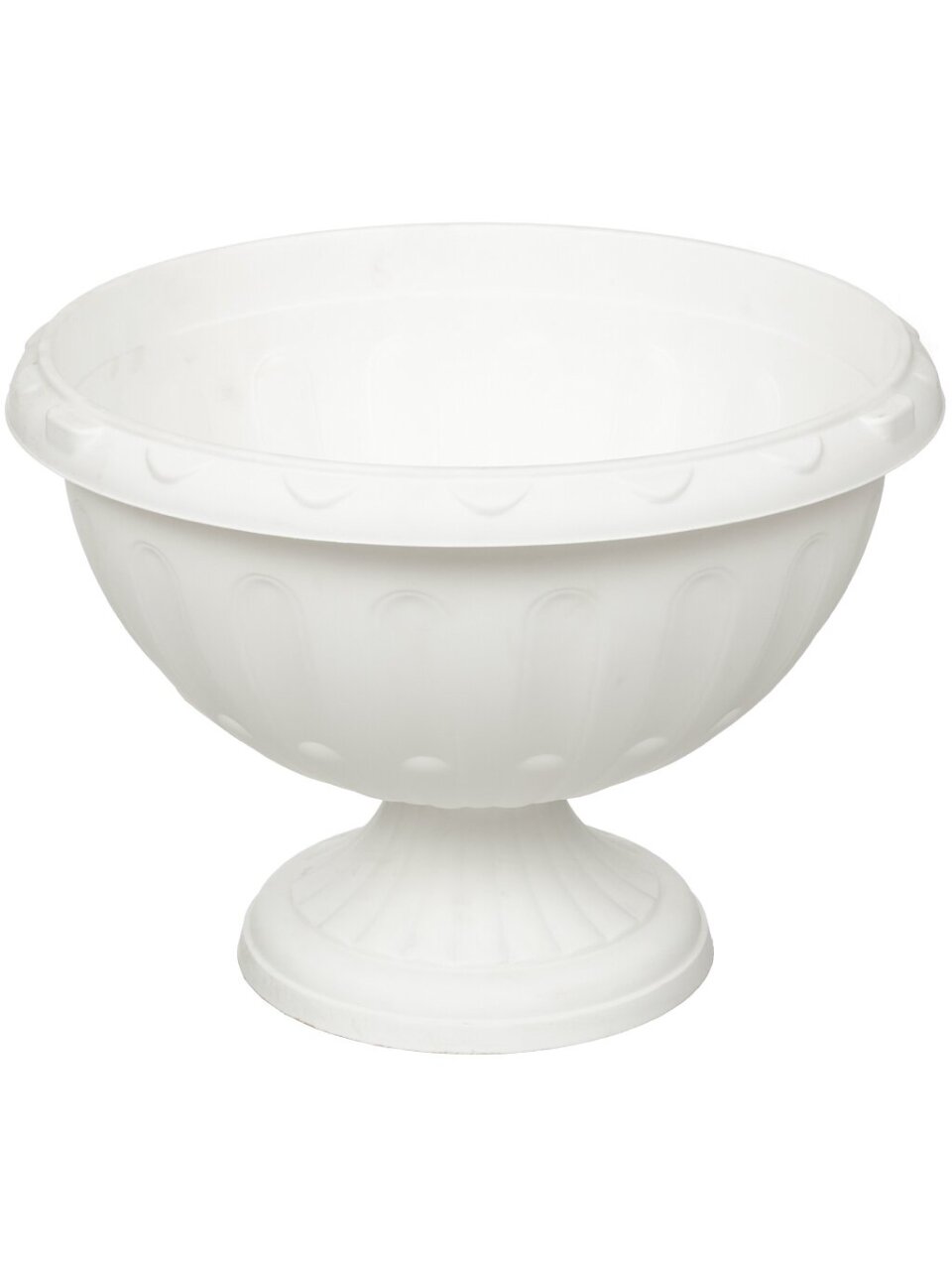 Вазон для цветов пластик, 8 л, d32х23 см, на низкой ножке, белый, Альтернатива, Джулия, М1389