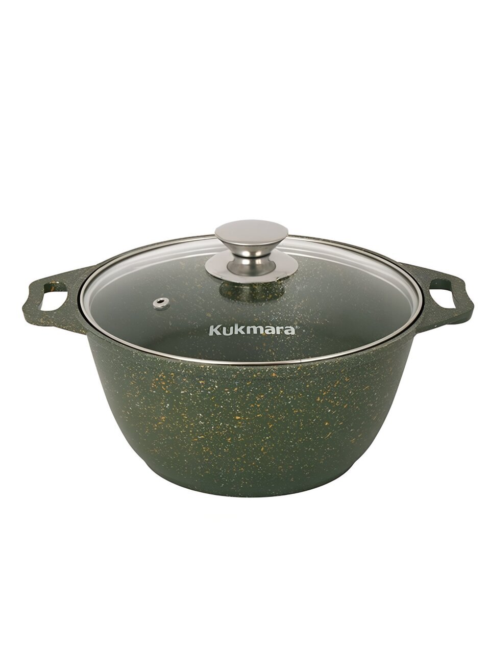 Кастрюля алюминий, антипригарное покрытие, 2 л, крышка стекло, Kukmara, Trendy style, к21tsml, малахит