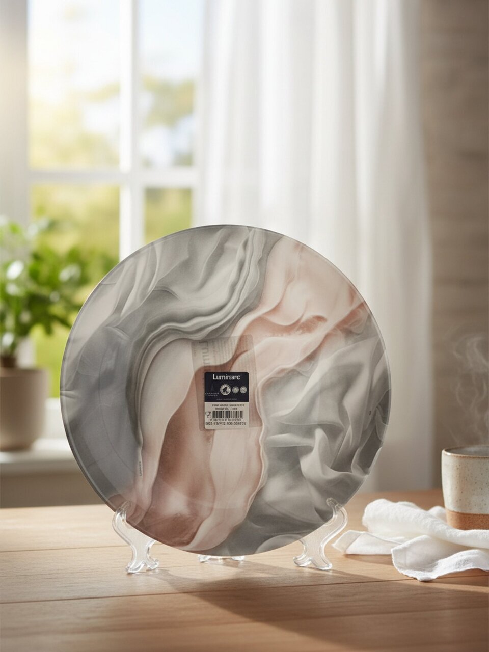 Тарелка обеденная, стекло, 25 см, круглая, Marbreeze, Luminarc, X1789