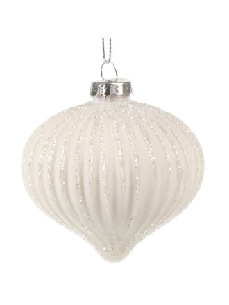 Елочное украшение Луковица Белые грани, белое, 8 см, стекло, XF24-SC029