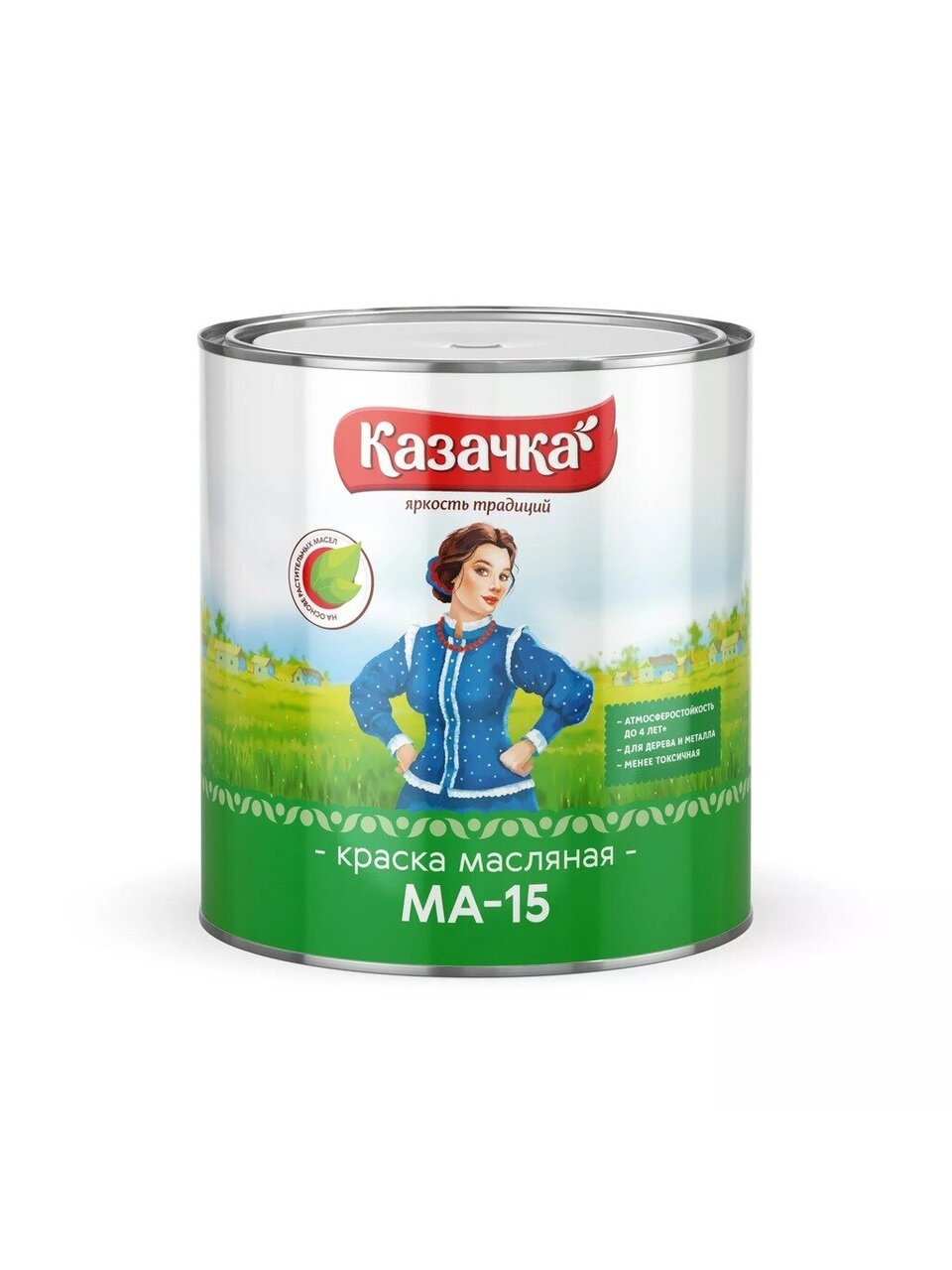 Краска Казачка, МА-15, масляная, универсальная, глянцевая, белая, 2.8 кг