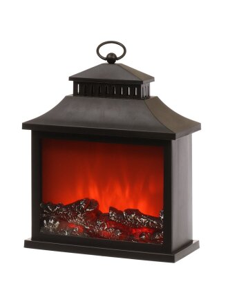 Фонарь декоративный 30х35х13 см, USB шнур, АА 3шт, пластик, стекло, Камин, M120004