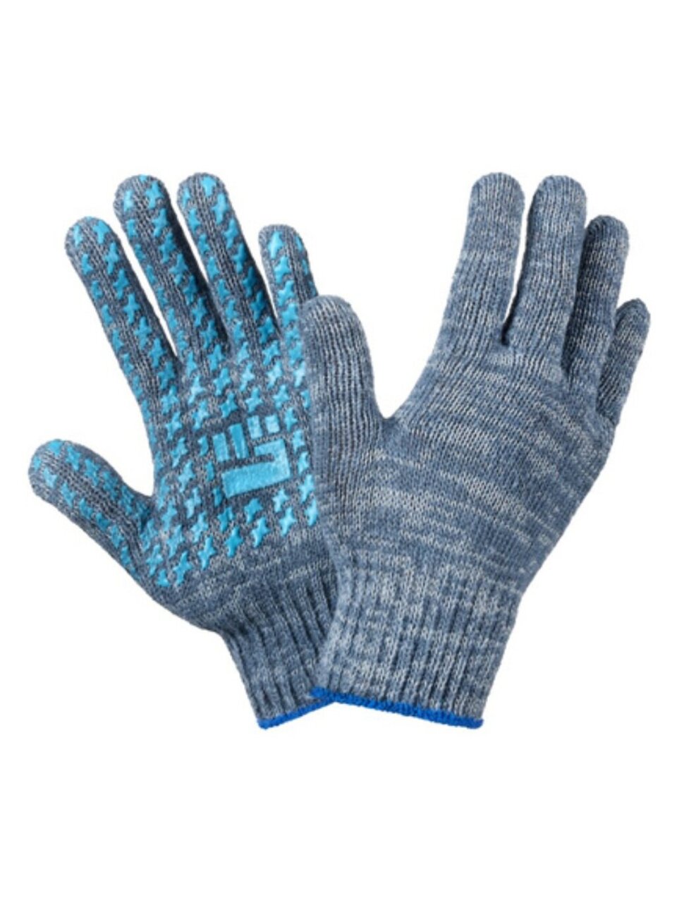 Перчатки х/б, ПВХ покрытие, протектор, размер L, 7.5 класс вязки, 5 нитей, серая основа, Люкс, Фабрика перчаток