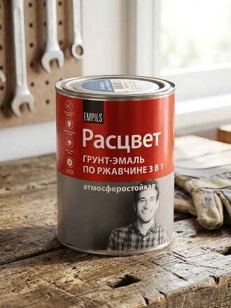 Грунт-эмаль Расцвет, по ржавчине, алкидная, синяя, 0.9 кг