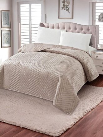 Покрывало евро, 220х240 см, 100% полиэстер, стеганое, Silvano, Pascal, бежевое