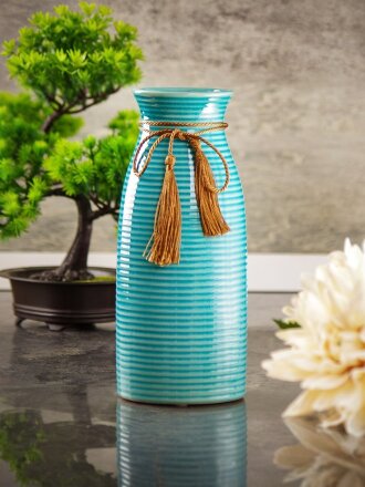 Ваза для сухоцветов керамика, настольная, 25 см, Y4-3207, бирюзовая