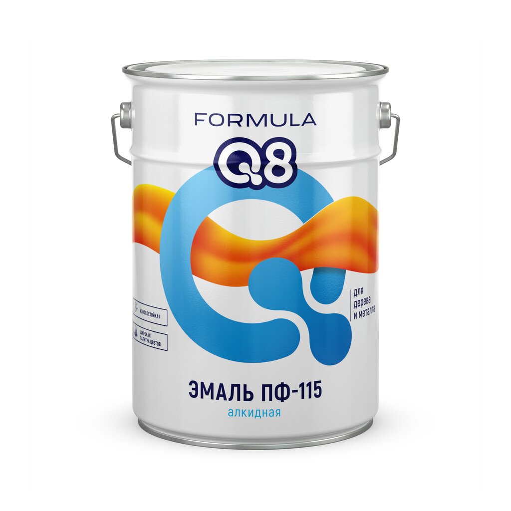 Эмаль Formula Q8, ПФ-115 Пром, алкидная, глянцевая, белая, 6 кг эмаль formula q8 пф 115 алкидная глянцевая желто коричневая 0 4 кг