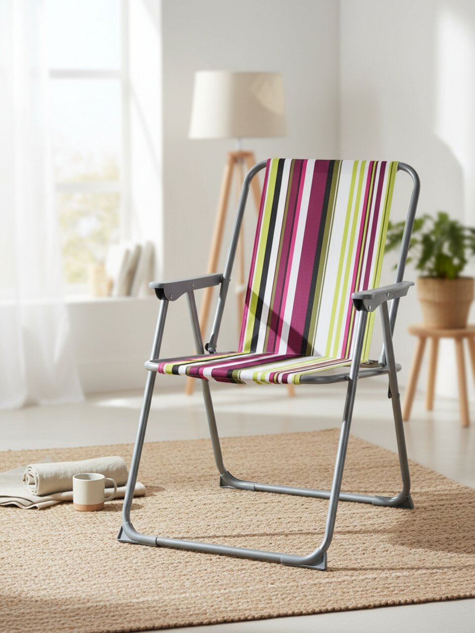 Кресло складное 47х52х74 см, Яркая полоска, ткань, полиэстер, 100 кг