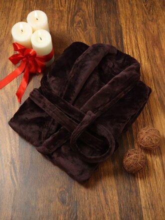 Халат унисекс, махровый, 100% полиэстер, горький шоколад, универсальный, T2020-110