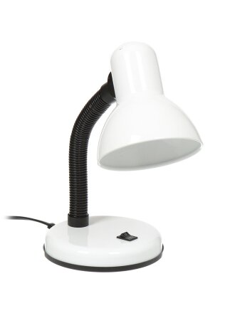 Светильник настольный на подставке, E27, 60 Вт, черный, абажур белый, Ultraflash, UF-301Р С01, 12367