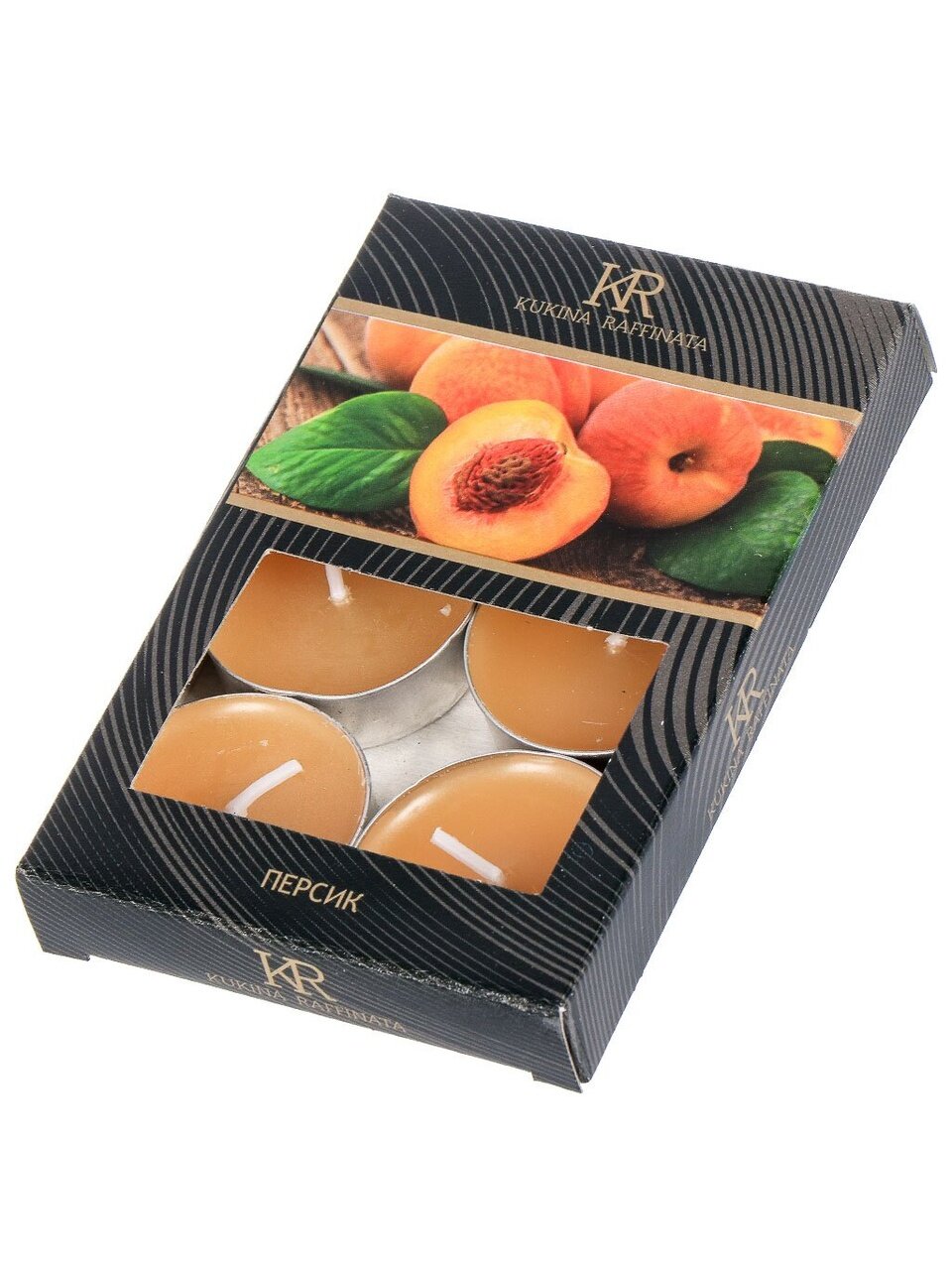 Свеча ароматическая, 1.2х3.8 см, чайная, 6 шт, Kukina Raffinata, Персик, малая, в коробке, 202830