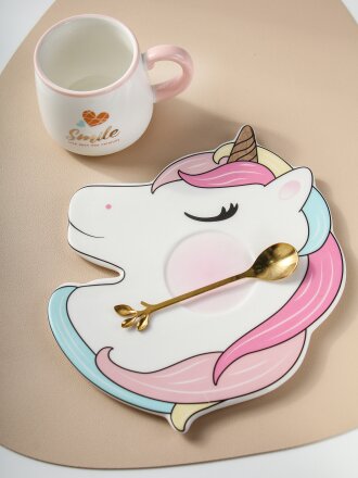 Чайная пара керамика, 3 предмета, на 1 персону, 250 мл, Единорог, B010404, в ассортименте