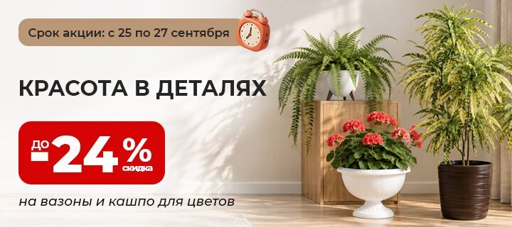 Вазоны и горшки для цветов со скидкой до -24%